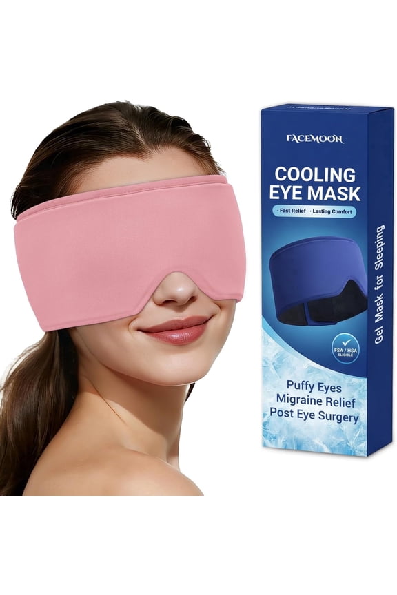 Large Cooling Eye Mask, Soft Thick Gel, Flexible, Reusable, Puffy Eyes Dark Circles Relief, Pink