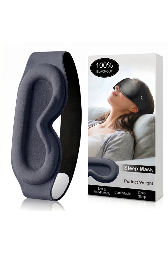 Sleep Mask for Women, Weighted Eye Mask for Sleeping with 100% Blackout, 3D Contoured Eye Cups, Soft Breathable Fabric, Full Coverage Strap for Home, Travel, Nap