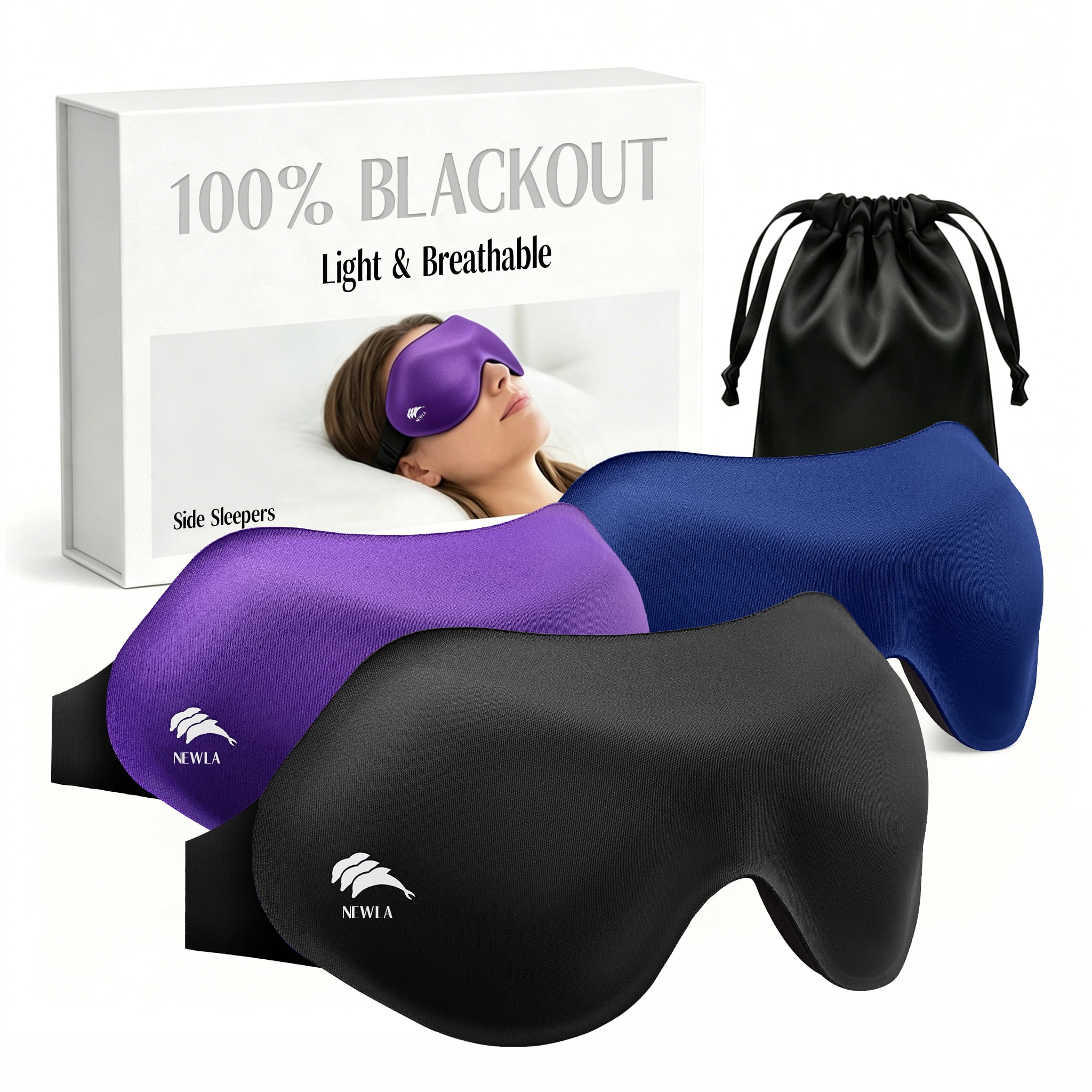 FACEMOON Luxury Sleep Mask 3D Zero Eye Pressure, 100% Light Blocking | Comfort for Travel Essentials | 1 Pack