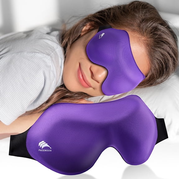 FACEMOON Memory Foam Sleep Mask 3D Contoured Blackout Lash Extension Friendly Night Comfort