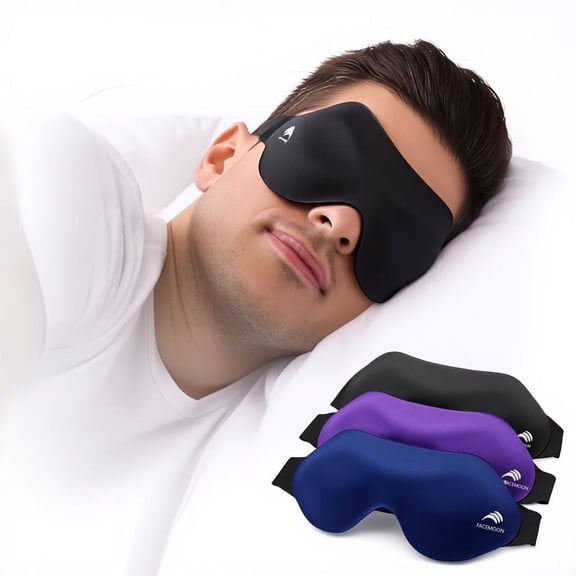 FACEMOON 3Pack Sleep Mask, Blackout, 3D Contoured, Memory Foam, LashFriendly