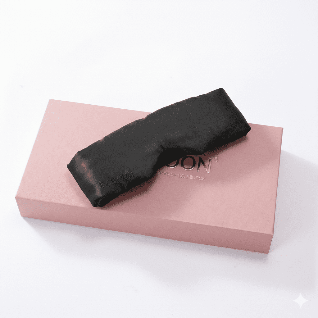 FACEMOON Mulberry Silk Sleep Mask, Adjustable Headband, Full Coverage Blackout