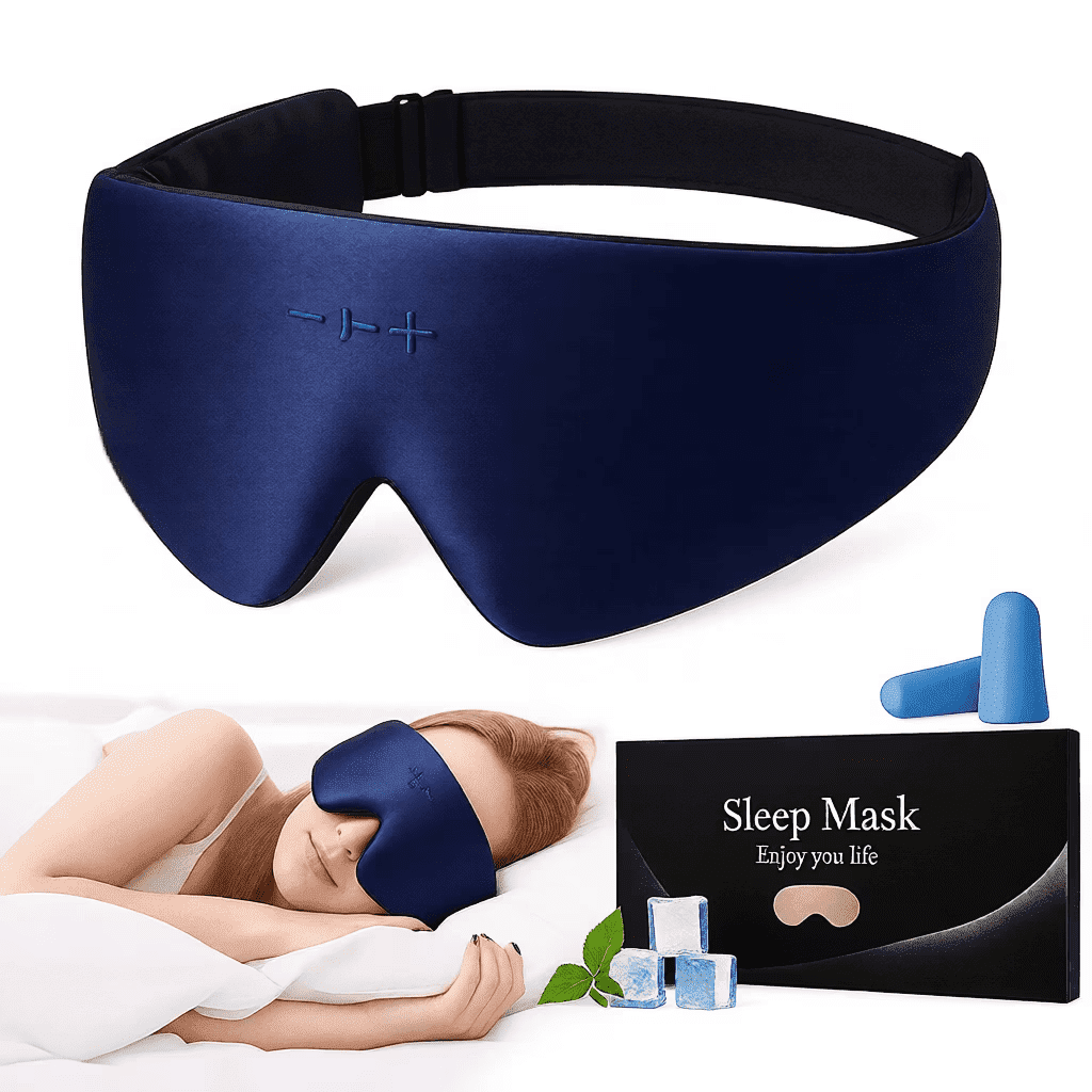 FACEMOON Organic Bamboo Cotton Bluetooth Sleep Mask 100% Blackout 3D Design Zero Eye Pressure 13H Playtime