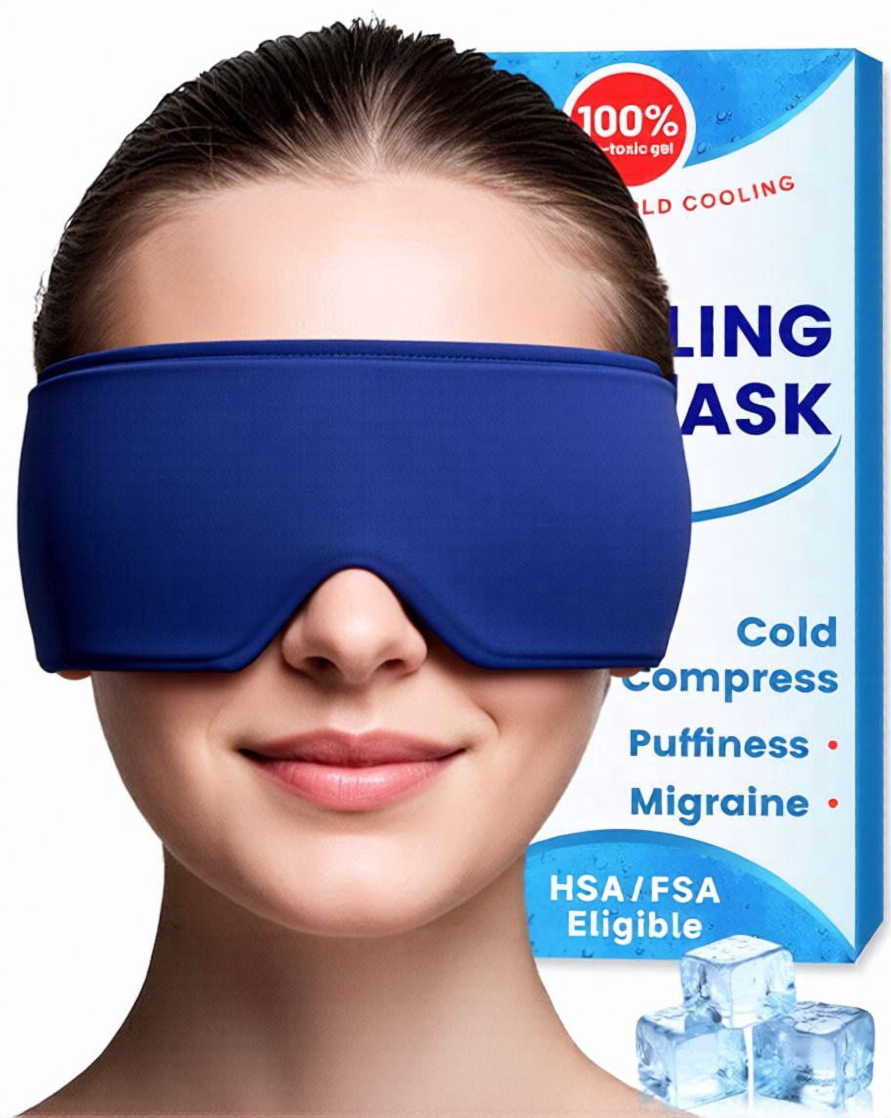 FACEMOON Reusable Cooling Eye Mask Large Comfort Fit for Puffy Eyes Dark Circles Relief Soft Thick Gel Flexible Travel Essential Black