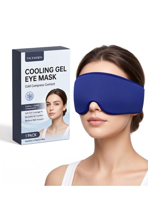 Reusable Cooling Gel Eye Mask, Cold Compress for Puffy Eyes & Dark Circles, Soft Sleep Mask