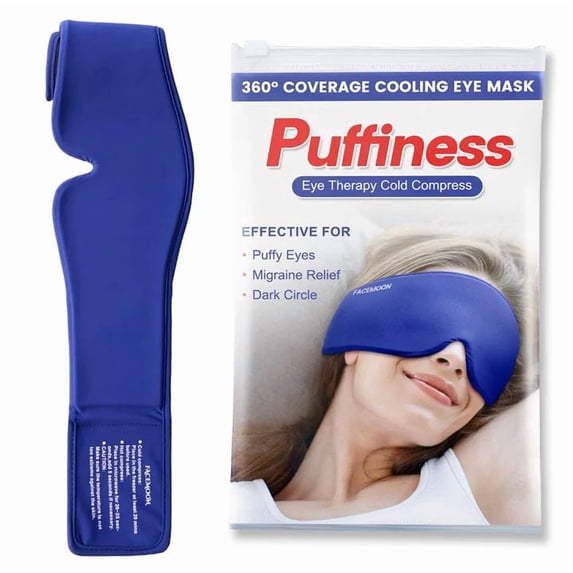 FACEMOON Reusable Cooling Gel Eye Mask, Solid Color, Unscented, Soft Plush Backing, Sleep & Relaxation