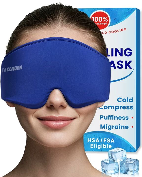 FACEMOON Reusable Cooling Gel Sleeping Eye Mask, Cold Compress for Puffy Eyes & Dark Circles, Flexible Ice Pack