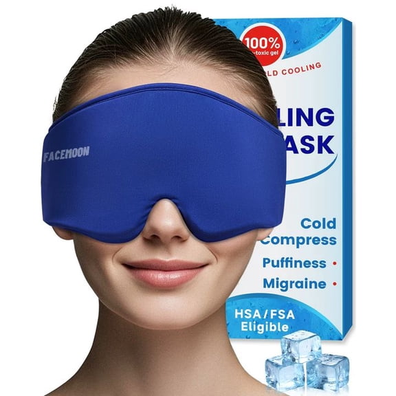 FACEMOON Reusable Cooling Gel Sleeping Eye Mask, Cold Compress for Puffy Eyes & Dark Circles, Flexible Ice Pack