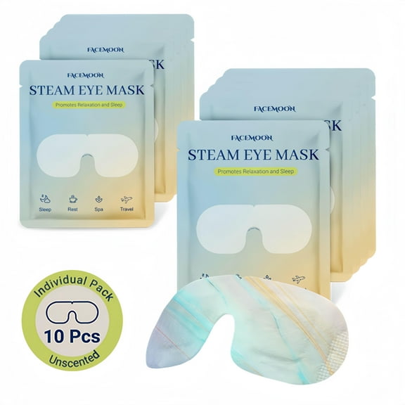 FACEMOON Self-Heating Steam Eye Mask  Soothes Dry, Puffy & Sensitive Areas | Moist Heat Therapy for Relaxation & Sleep | 10 Count