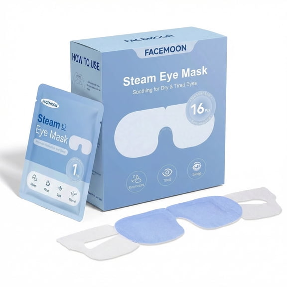 FACEMOON Self-Heating Steam Eye Mask – Soothes Dry, Puffy & Sensitive Areas | Moist Heat Therapy for Relaxation & Sleep |