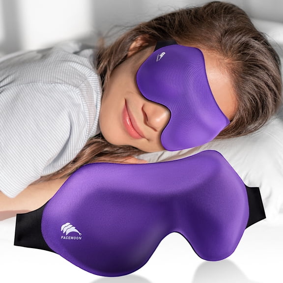 FACEMOON Side Sleeper Sleep Mask 3D Contoured Zero Pressure 100% Light Blocking Travel Comfort