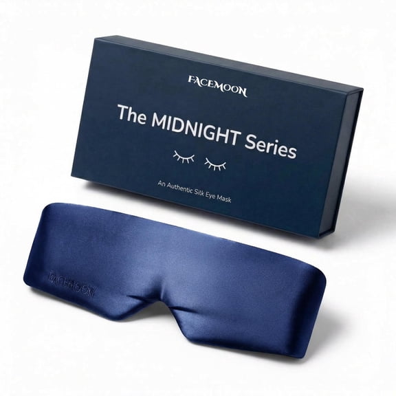 FACEMOON 100% Pure Silk Sleep Mask, Blackout Padded Eye Cover for Sleeping with No Eye Pressure Design, Adjustable Hook and Loop Strap for Women and Men