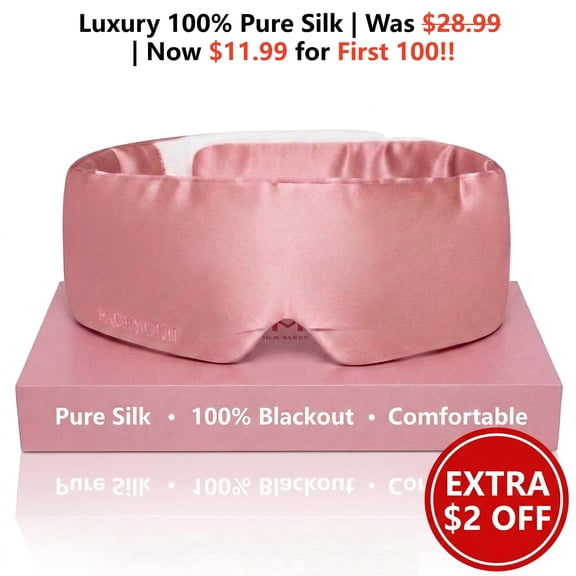 FACEMOON Pure Silk  Sleep Eye Mask for Side Sleeper, 100% Blackout Sleeping Mask for  Women,Adult, 22 Momme 6A Soft Eye Masks for Sleep