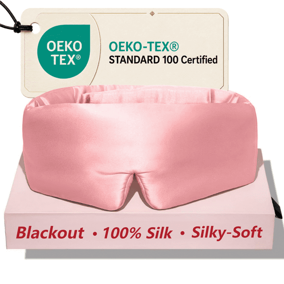 FACEMOON Pure Silk Sleep Eye Mask Blindfold, 100% Blackout Sleeping Mask for Women Adults, 22 Momme 6A Soft Eye Mask for Sleep
