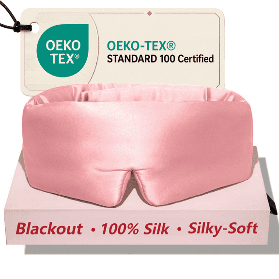 FACEMOON Pure Silk Sleep Eye Mask Blindfold, 100% Blackout Sleeping Mask for Women Adults, 22 Momme 6A Soft Eye Mask for Sleep
