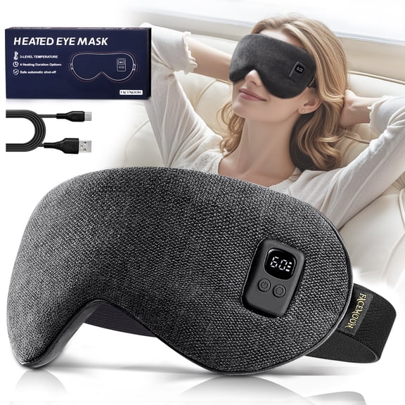 FACEMOON USB Powered Heated Eye Mask for Dry Eye Relief, Moist Heat Therapy, Sleep Comfort, Washable Travel