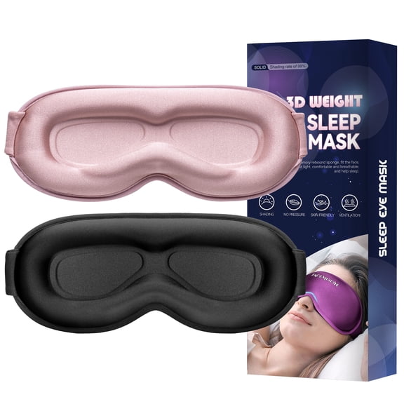 Weighted Sleep Mask for Light Sleepers, 3D Blackout Eye Mask for Deep Night Sleep and Light Blocking