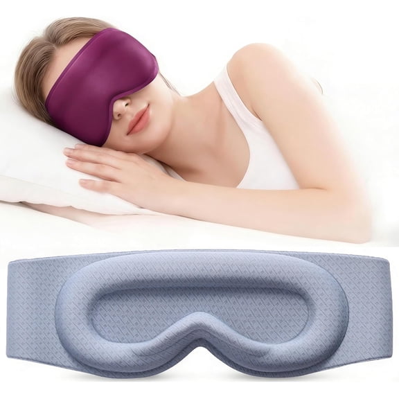 2026 Upgraded Weighted 3D Sleep Mask for Women, Blackout Eye Mask for Lash Extensions Side Sleeper, Sleeping Mask with Adjustable Silent Strap, Travel Essential for Women Men Side Sleeper