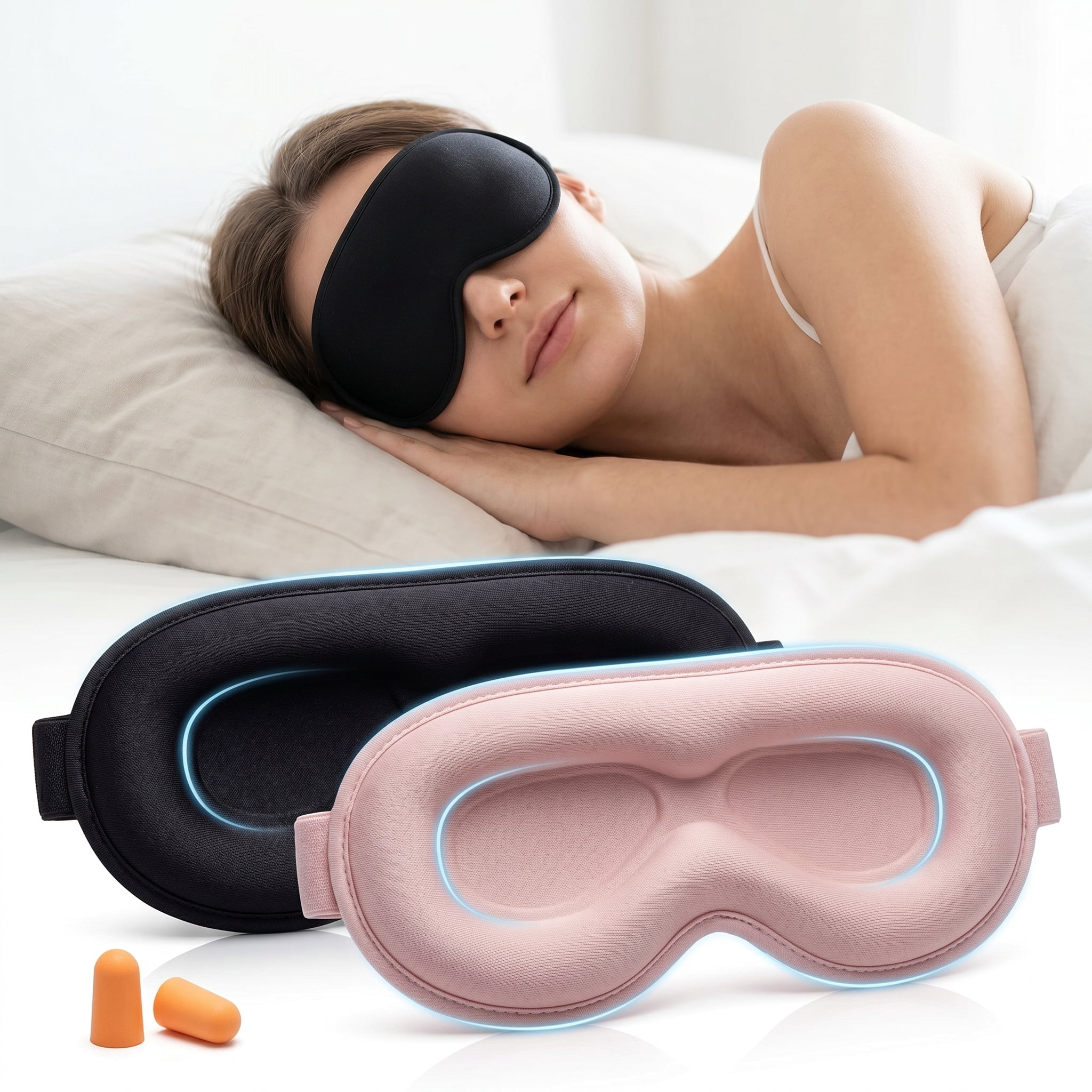 FACEMOON 2 Pack Adult Weighted Sleep Mask – Memory Foam Comfort Design | 99% Light Blocking Zero Pressure | Lash Extension Safe for Travel
