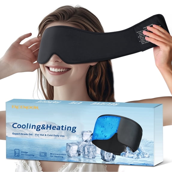 FACEMOON Sleep Mask with Cooling/ Gel Pad, Light Blocking, Hypoallergenic, Travel & Office Rest