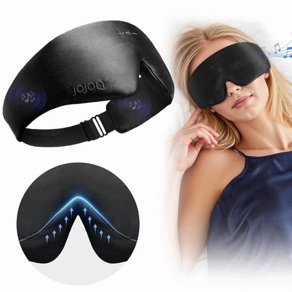 FACEMOON Soft Ice Silk Bluetooth 5.4 Sleep Mask Headphones Total Blackout Eye Cover for All Night Sleep