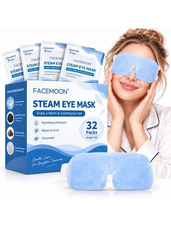 Steam Eye Mask Self-Heating Hot Compress for Eye Fatigue Relief and Light Blocking Sleep Comfort