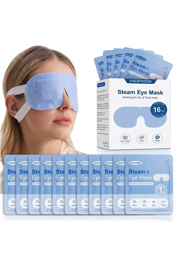 16 Pack Self-Heating Eye Masks, Warm Compress for Dry Eye, Stye and Irritation, Unscented Disposable Masks for Screen Fatigue, Travel, Spa and Rest