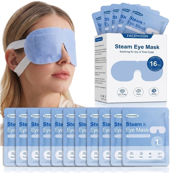 16 Pack Self-Heating Warm Eye Masks, Warm Compress for Dry Eye, Stye & Irritation Relief, Screen Fatigue & Eye Strain, Unscented Disposable Self Heating Eye Mask for Travel, Spa and Rest