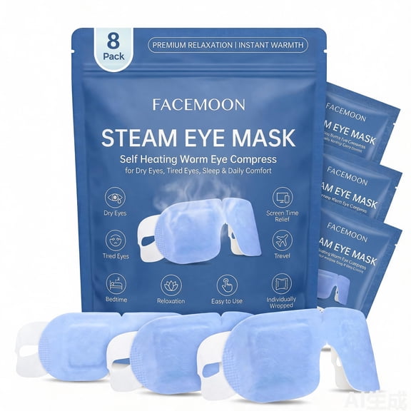 FACEMOON Steam Eye Mask – 10 Count, Soothes Tired Dry Eyes and Dark Circles | Gentle Heat Therapy for Relaxation and Sleep