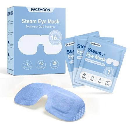 FACEMOON Steam Eye Mask – For Nap & Travel | Moisturizing, All Skin Types, No Latex, Odorless, 10 Count (6 Extra Pieces Included)