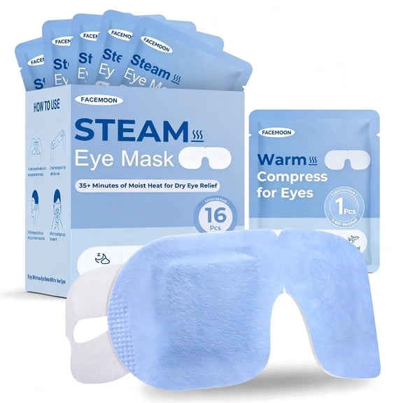 Unscented Steam Eye Mask, Self Heating Disposable Warm Compress for Dry Eyes, Tired Eyes and Digital Eye Strain, No Microwave Needed, Travel Friendly