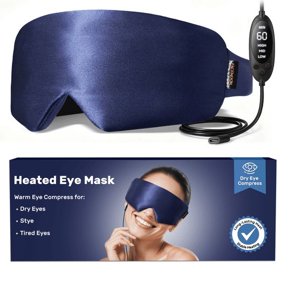 FACEMOON USB Heating Eye Mask, Warm Compress for Dry Eyes, Adjustable Temperature and Timer, Blepharitis and Sinus Migraine Relief