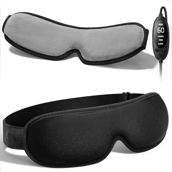 FACEMOON USB Powered Heated Eye Mask for Dry Eyes Relief, Warm Compress, 3 Heat Levels, Timer, Washable Cover,