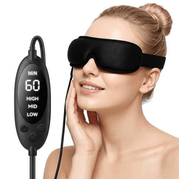 FACEMOON Warm Compress Heated Eye Mask, USB, Gentle Heat for Dry Eye Relief, Black