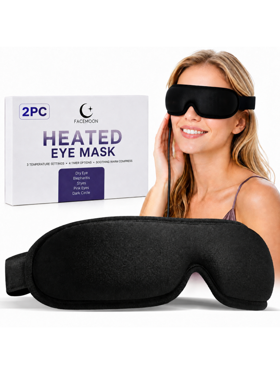Warm Compress Heated Eye Mask, USB, Gentle Heat for Dry Eye Relief, Black