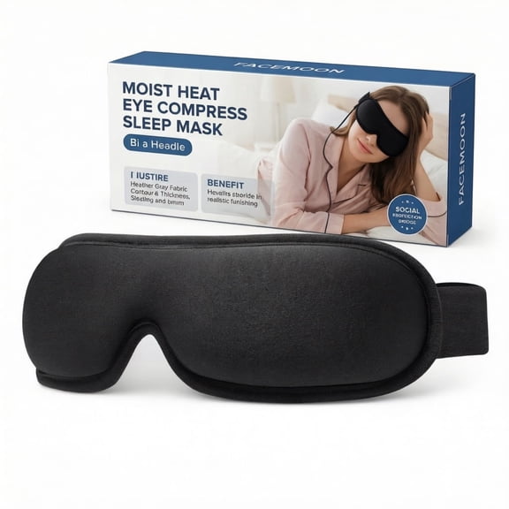 FACEMOON Warm Compress Heated Eye Mask, USB, Gentle Heat for Dry Eye Relief, Black