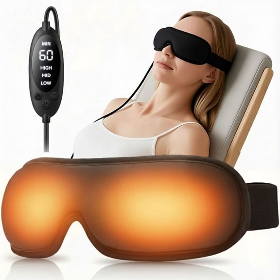 FACEMOON Heated Eye Mask, USB, Moist Heat Compress, Dry Eye Relief, Washable Cover, Black