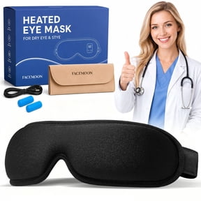 FACEMOON USB Heated Eye Mask, Adjustable Heat and Timer, Warm Compress for Sleep and Dry Eye Relief
