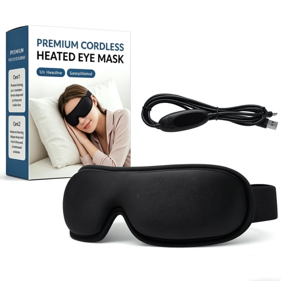FACEMOON Heated Eye Mask, USB Warm Compress, Dry Eye Relief for Daily Use, Black