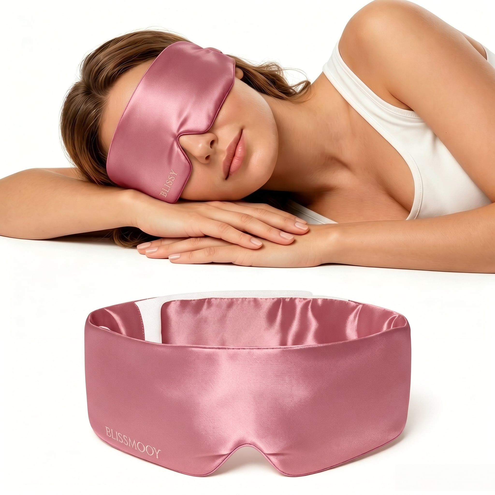 FACEMOON Ultra Slim 22 Momme 100% Mulberry Silk Eye Mask, Adjustable