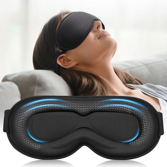 FACEMOON Weighted Comfort Sleep Mask Blackout for Men and Women 3D Zero Pressure Soft Travel Essential Long Flight Car Trip Rest Comfort Black