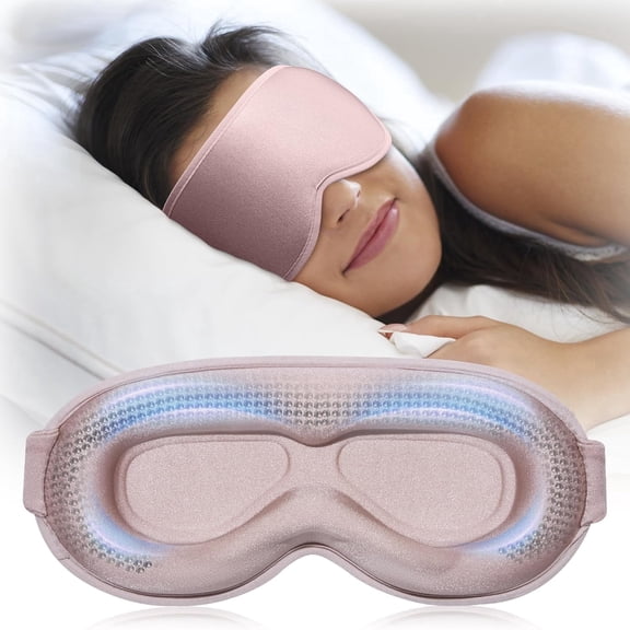 FACEMOON Weighted Sleep Mask for Adults - 3D Zero Pressure Blackout Eye Mask with Microbeads, Comfortable Travel Sleep Aid for Men Women, Office Nap, Flight, Pink