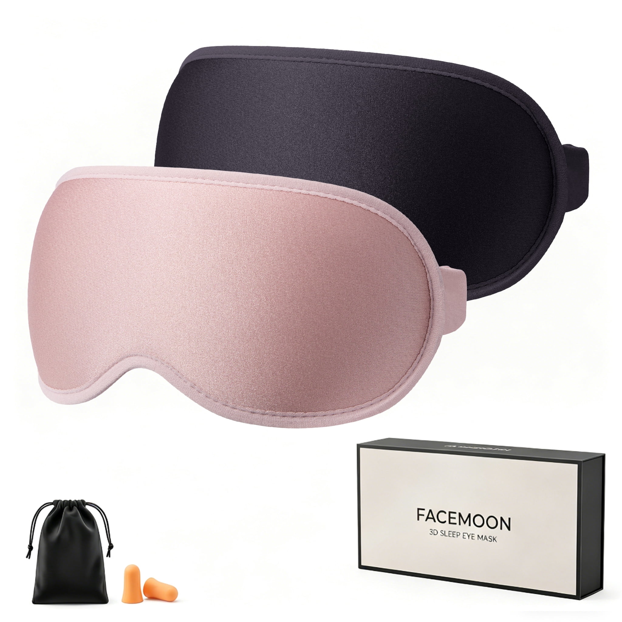 FACEMOON 2 Pack Adult Weighted Sleep Mask – Memory Foam Comfort Design 100% Light Blocking Zero Pressure | Travel-Friendly