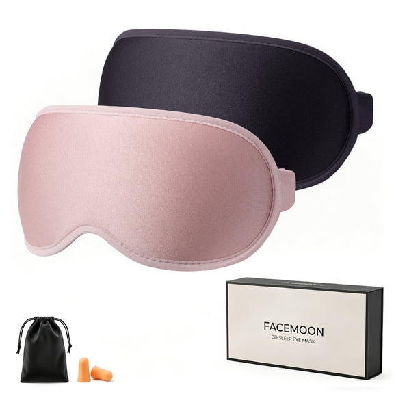 FACEMOON 2 Pack Adult Weighted Sleep Mask Memory Foam Comfort Design 100% Light Blocking Zero Pressure | Travel-Friendly