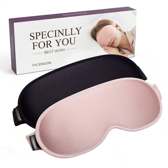 FACEMOON 2 Pack Adult Weighted Sleep Mask Memory Foam Comfort Blackout Zero Pressure Lash Extension Safe Travel Design