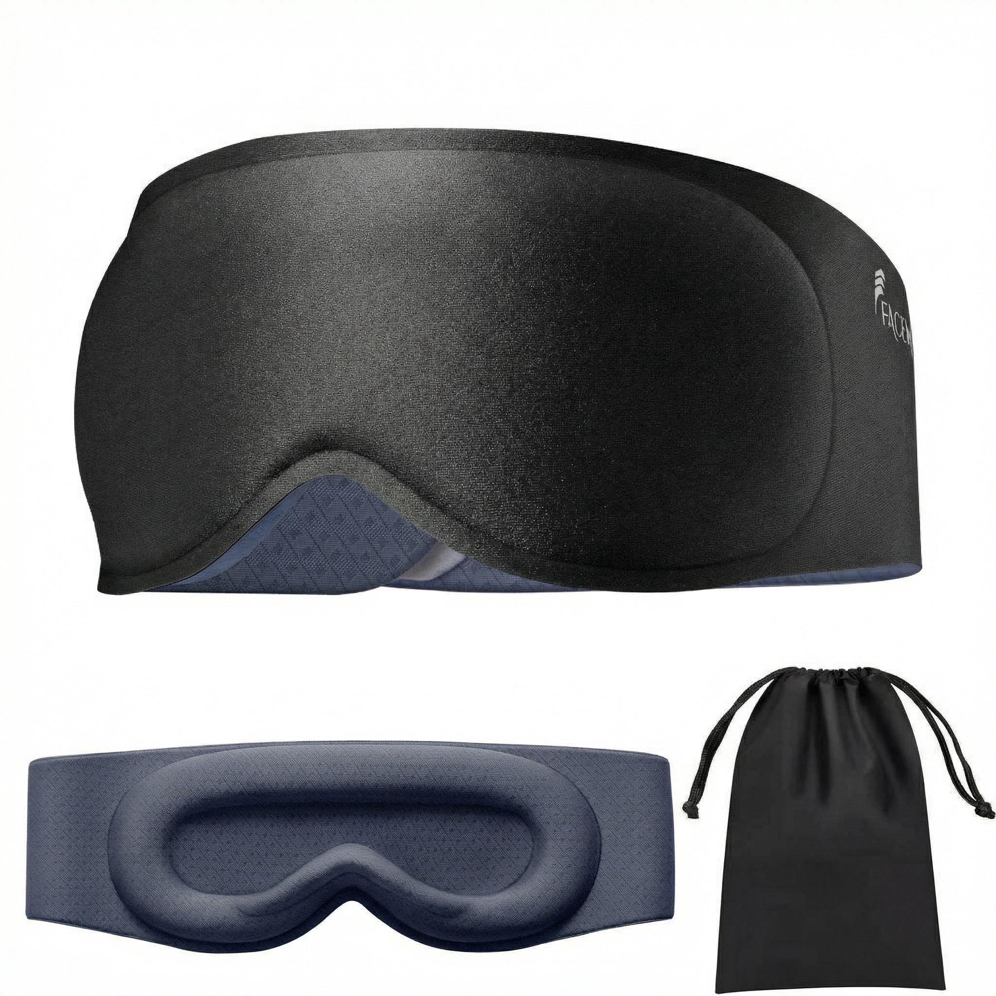 FACEMOON Weighted Sleep Mask 100% Blackout 3D Contoured for Men and Women Tranquil Night Sleep Soft Memory Foam Zero Pressure Airplane Travel Black