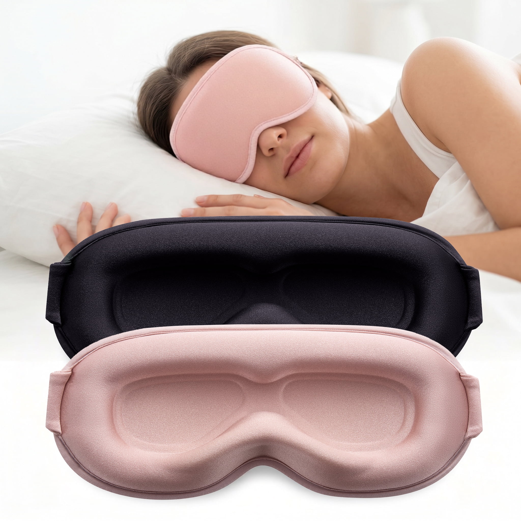 FACEMOON 2 Pack Adult Weighted Sleep Mask – 99% Light Blocking Comfort | Memory Foam Zero Pressure Design | Lash Extension Safe for Travel