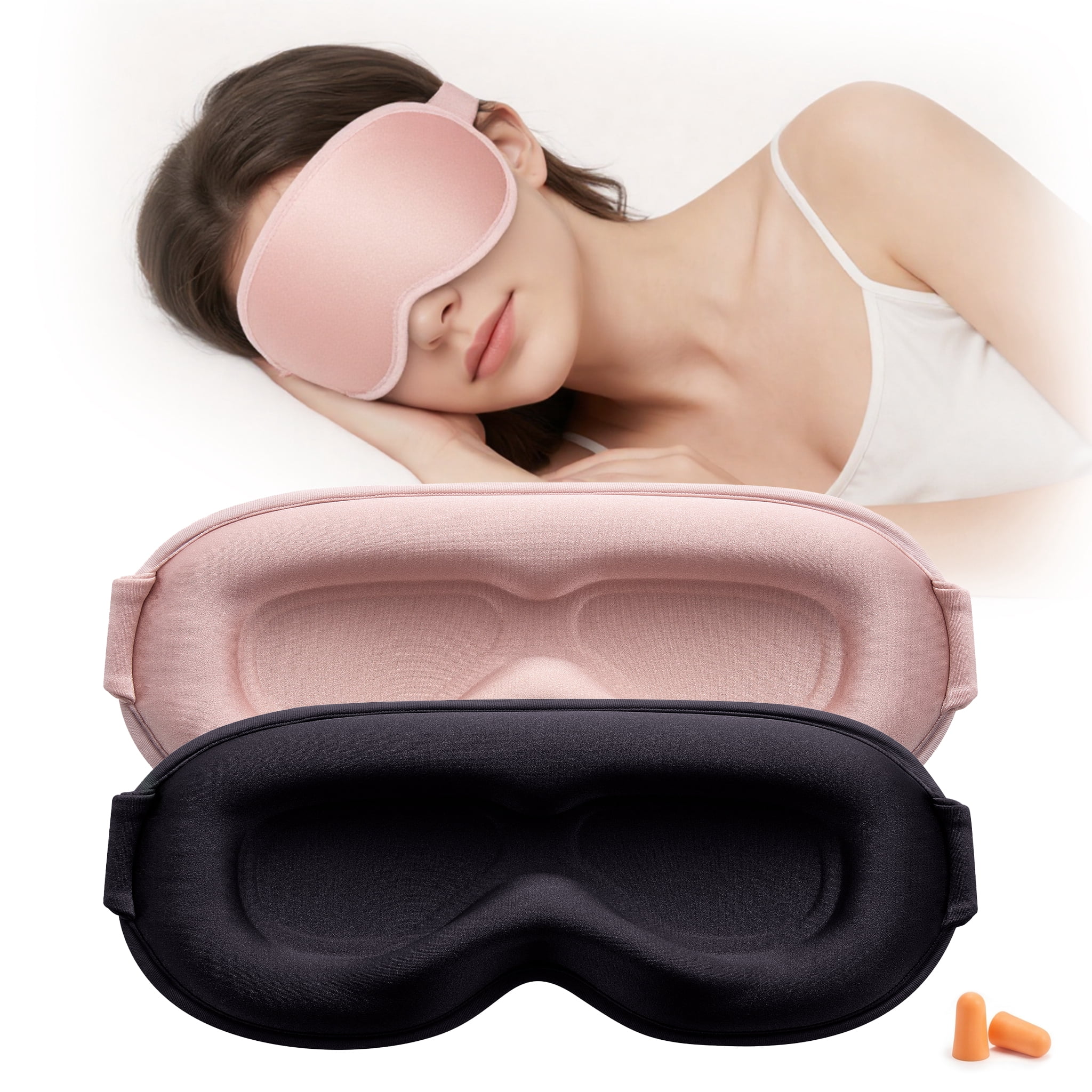 FACEMOON  2 Pack Adult Memory Foam Weighted Mask with Light Sanctuary Design & Lash Freedom Architecture for Travelers