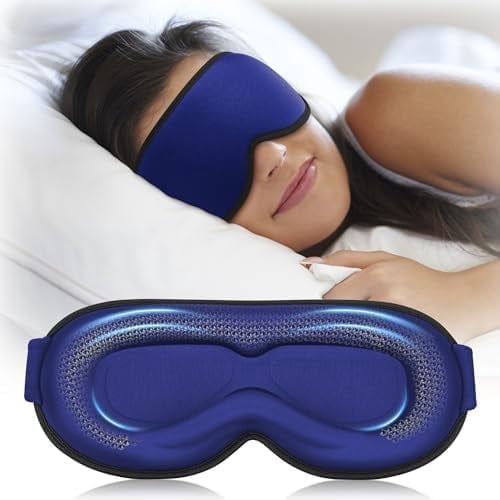 FACEMOON Weighted Sleep Mask Blackout Comfort for Men and Women 3D Zero Pressure Soft Travel Essential Long Flight Apartment Rest Relaxation Blue