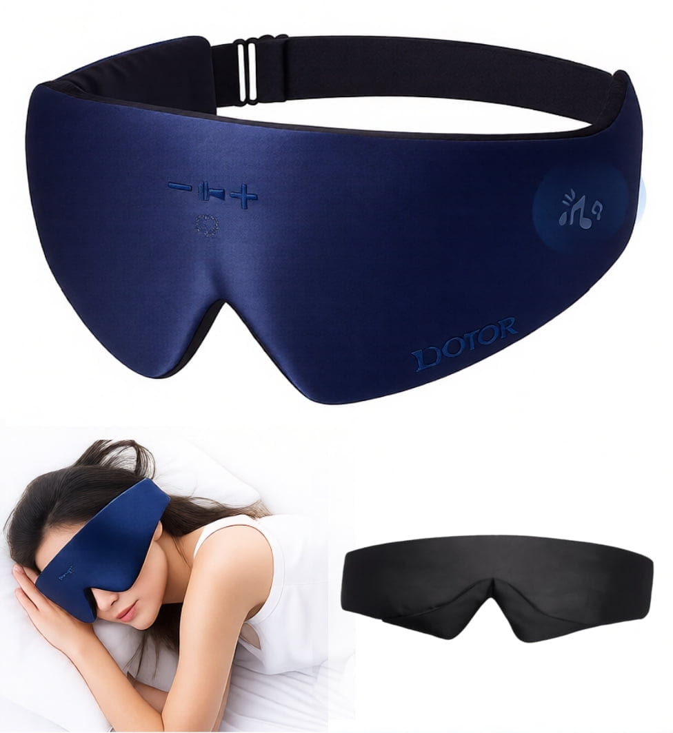 FACEMOON Wireless Bluetooth 5.2 Sleep Mask Headphones 3D Eye Mask Light Blocking Timer 14 Hours Battery